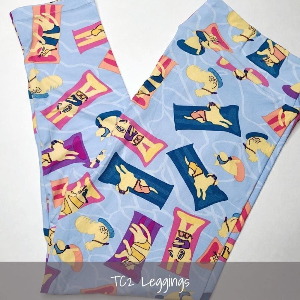 LuLaRoe TC2 Leggings Dog Cat Pool Party NEW